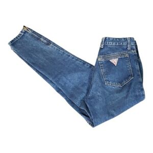 Georges Marchino Vtg Guess Jeans Denim High Waist Ankle Zipper Straight Leg 29/7